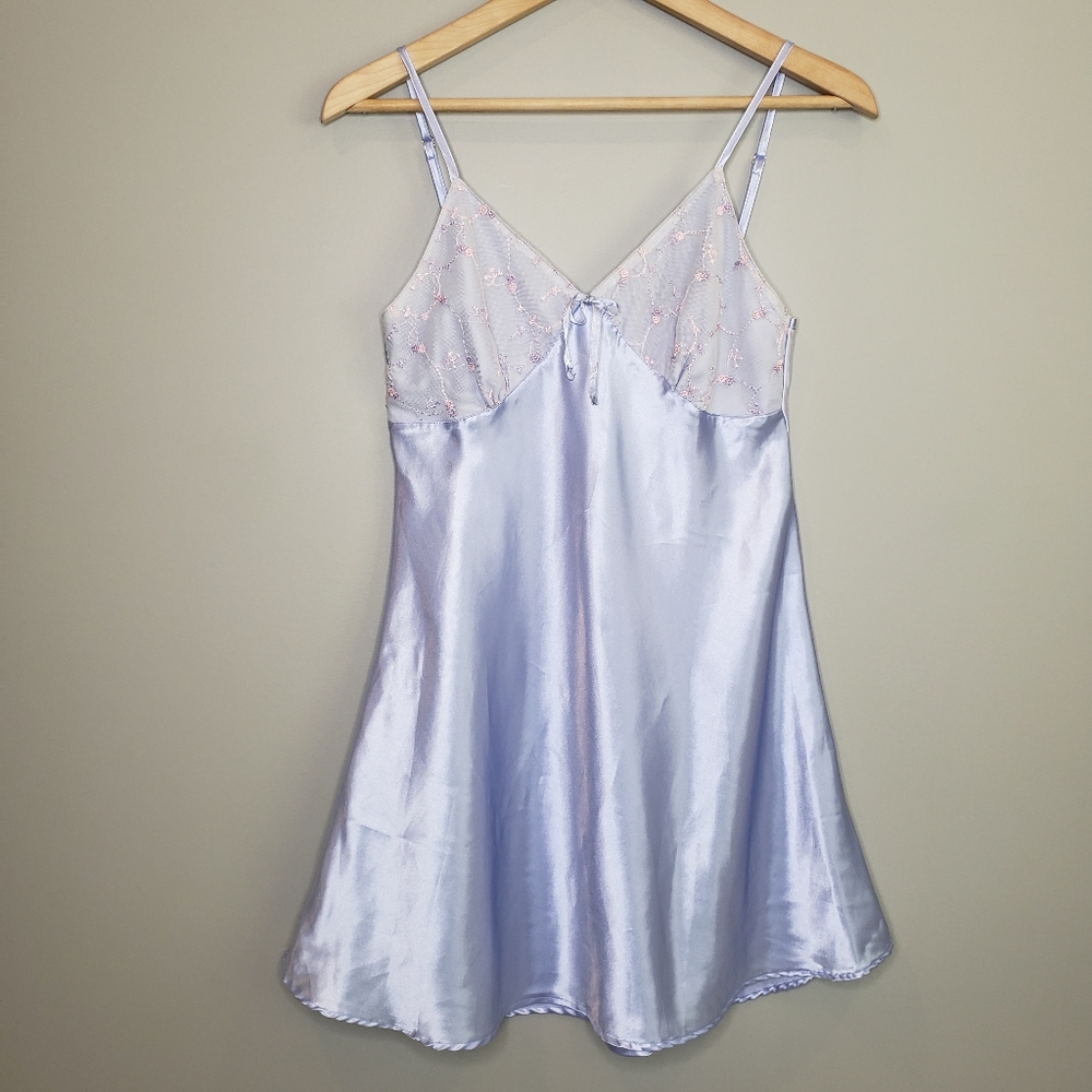 Elegant Lavender Satin Nightgown